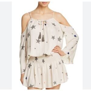 Surf Gypsy Cold  Shoulder Swim Coverup Sequin Star detail Sz. Sm EUC Swimwear